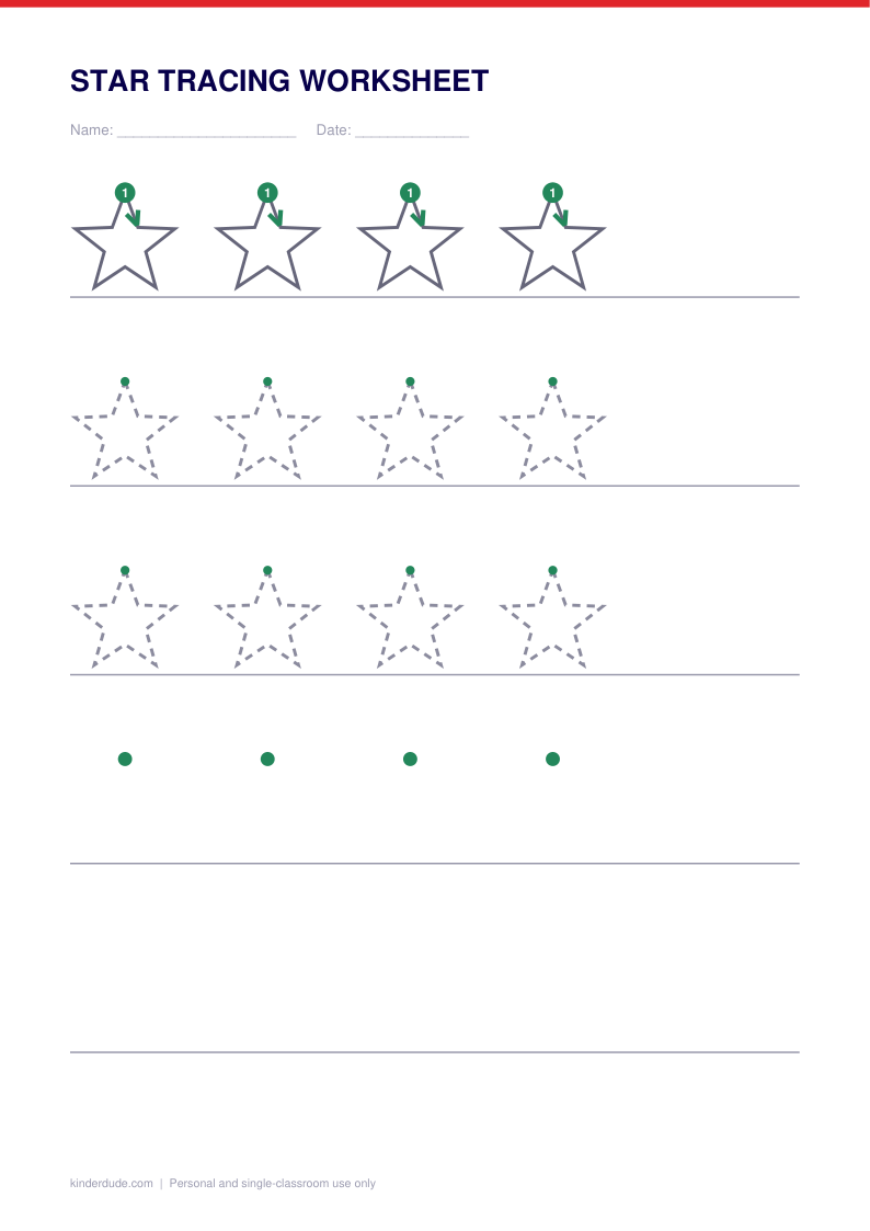 Star tracing worksheet