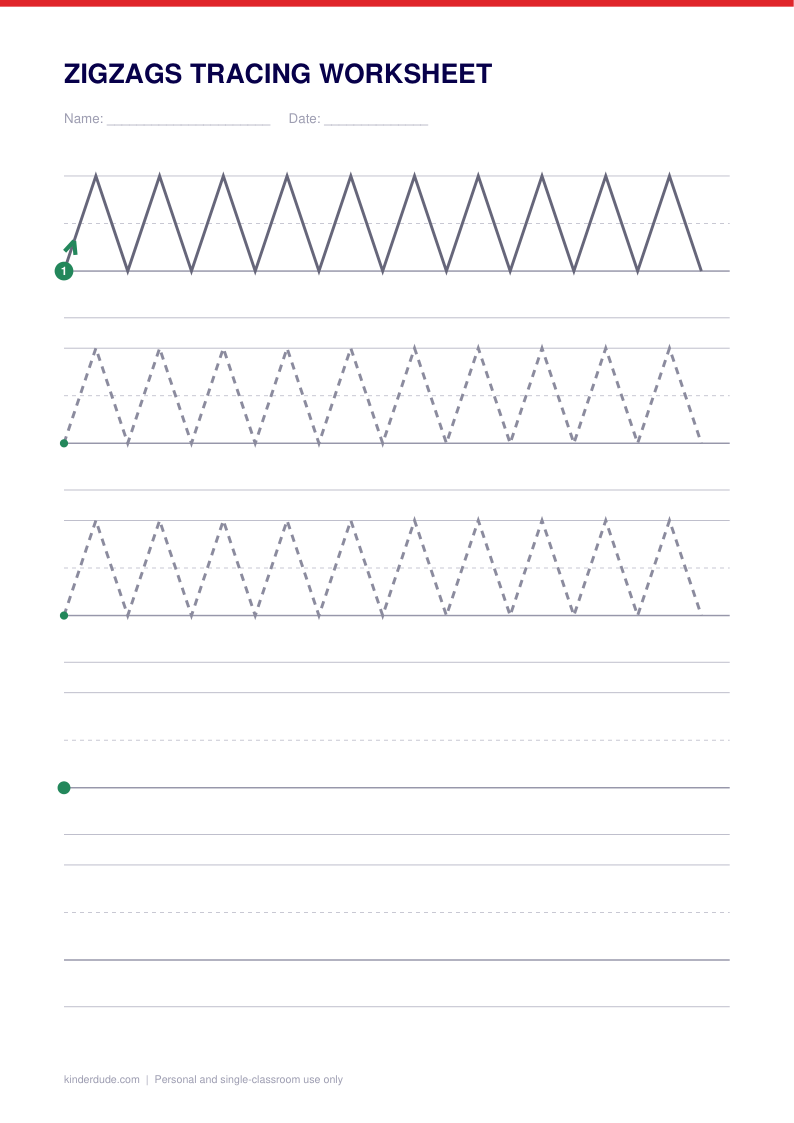 Zigzags tracing worksheet